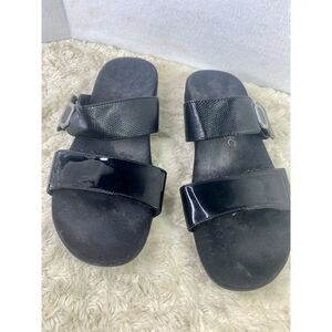 Vionic Black Slip On‎ Womens Sandals Orthoheel Technology Sz 9 Comfortable S6